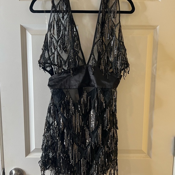 Tassel black sequin mini dress worn once - Picture 3 of 3